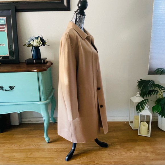 Theory Kaiter Wool & Cashmere Coat in Buckwheat / Dark Elm Size Large - Picture 3 of 9